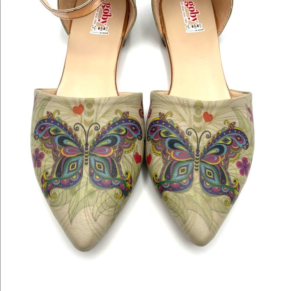 GOBY Butterfly flat ankle bracelet shoes size 38 (US 7) gray-greenish - Picture 3 of 9